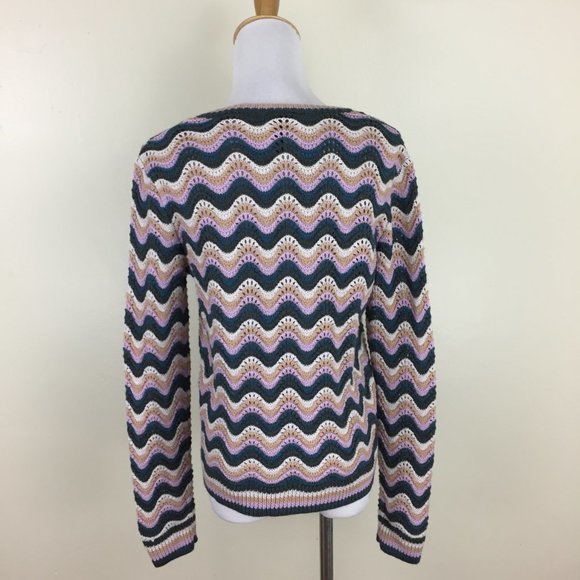 BCBGMAXAZRIA Multi-Colored Merino Wool Blend Pointelle SANJA Pullover Sweater - Picture 8 of 8